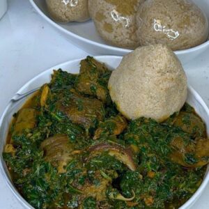 Wheat with Nsala, Vegetable Soup